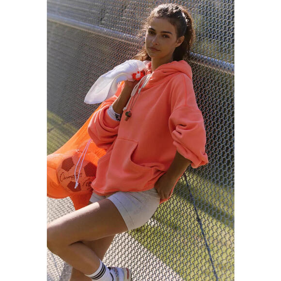 Free People Tops - New Free People FP Movement Size S Final Call Hoodie Sweatshirt Neon Coral